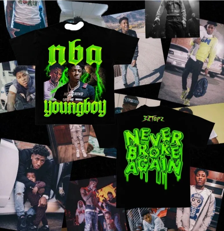 Camiseta de verano YoungBoy Never Broke MASA Tour Street Fashion para hombres, Top de moda multifuncional grande 3D para adultos y niños
