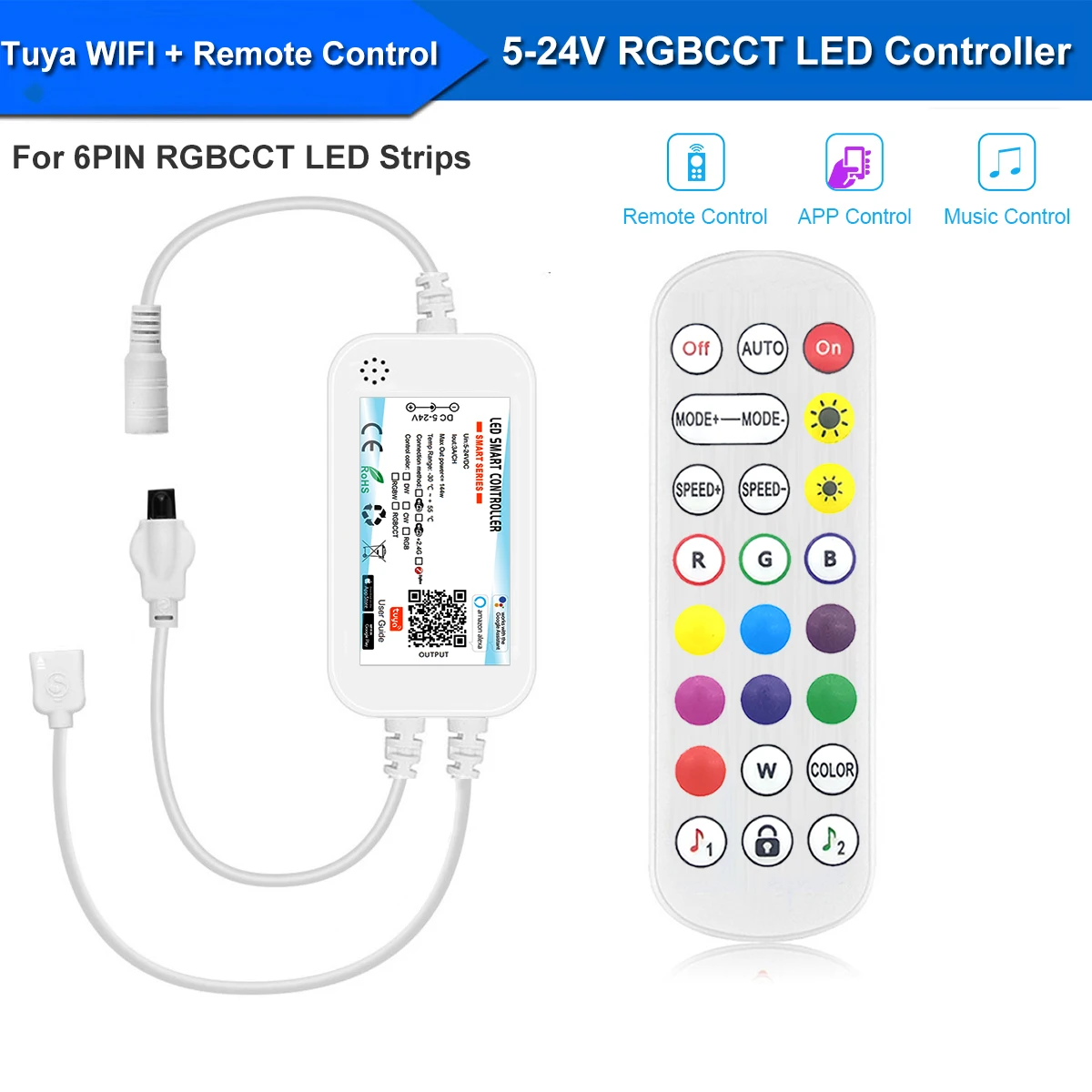 DC12V Tuya Wifi RGBCCT LED pod światła do szafki lampa zdalnie sterowana nocną z możliwością przyciemniania do szafki kuchennej 30cm