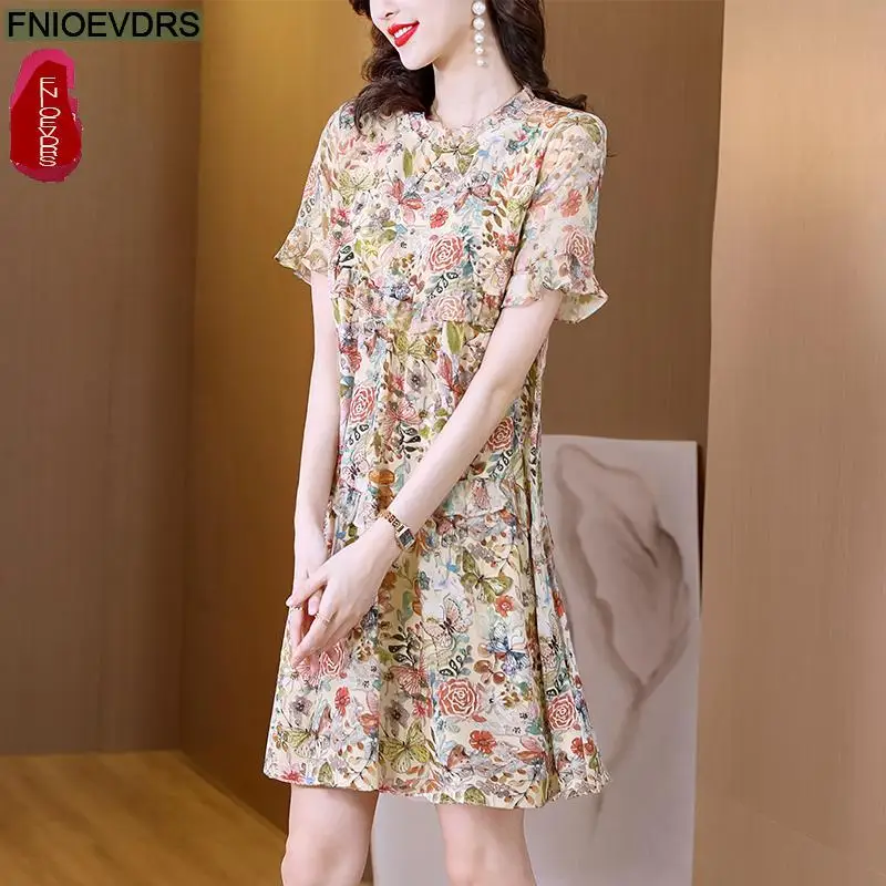 M-4XL Romantische Franse Bloem Ruches Elegante Jurken Vrouwen 2023 Zomer Vakantie Vintage Retro Bloemenprint Vrouwelijke Vestidos