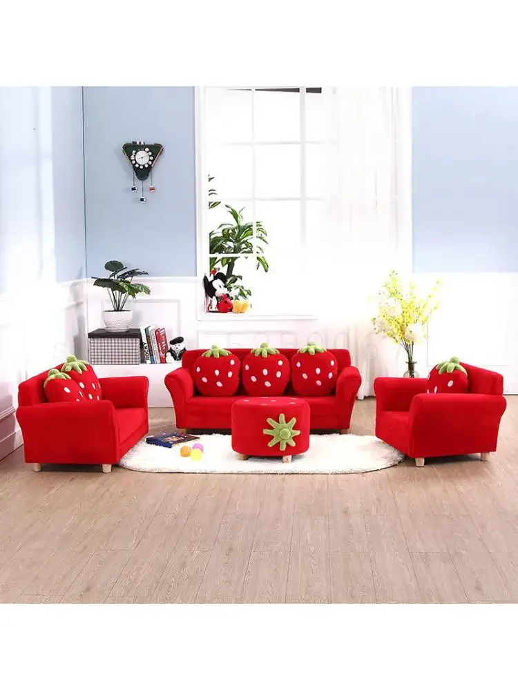 Children Room More Than Cute Cartoon Cloth Art Sofa Sofa Combination Strawberry Bring Small Couch Pillow Kindergarten Baby