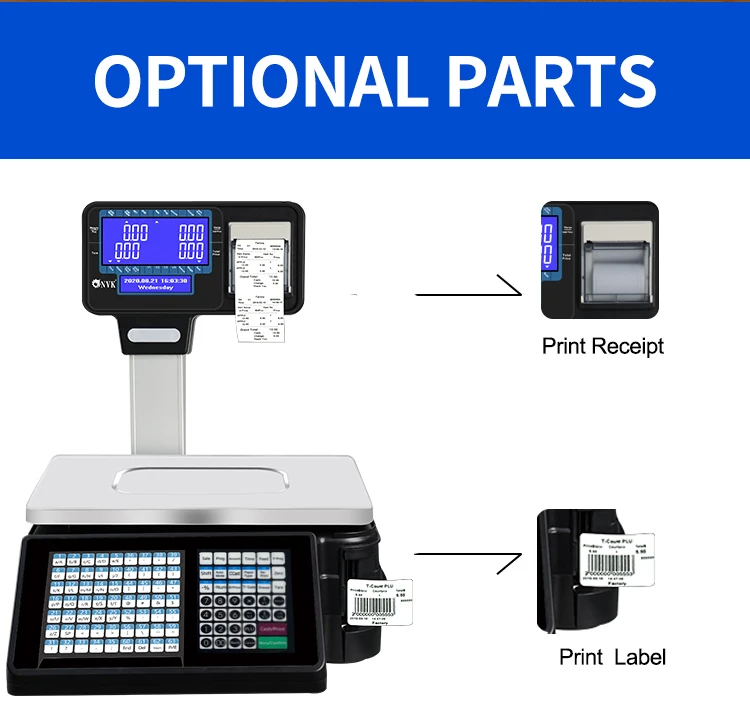Electronic Scale Cashier Table Scale Label Barcode Receipt Dual Printing Cash register  for Catering Retail Store Supermarket