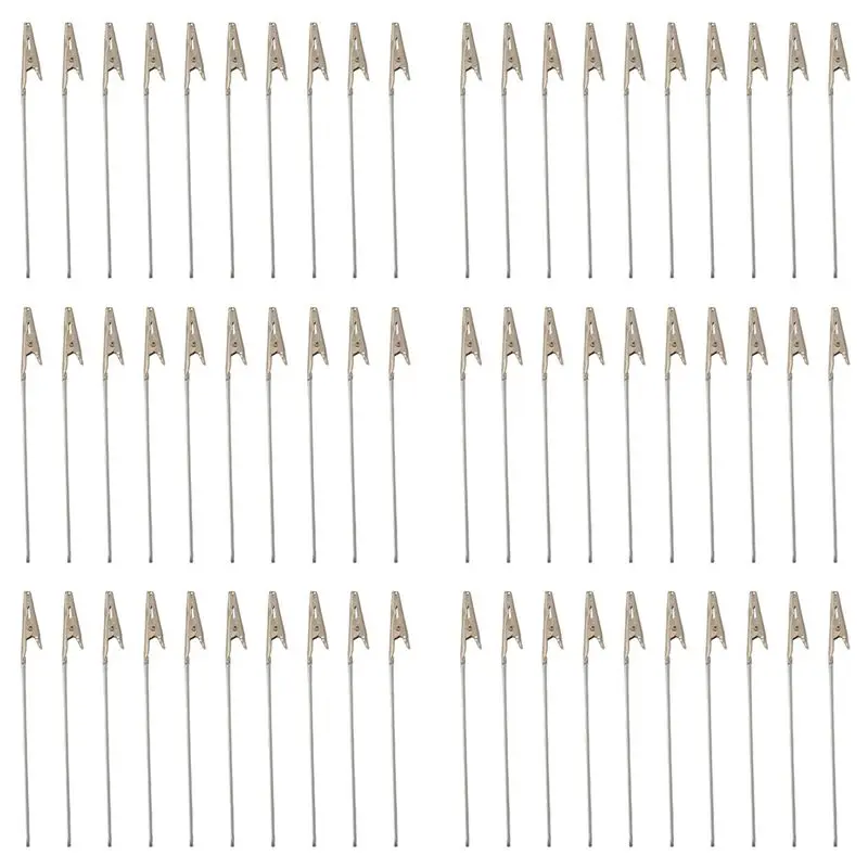 60 X Crocodile Metal Clips With Wire Stalk Alligator Clamps For Memo Note Card Holders-Y18A