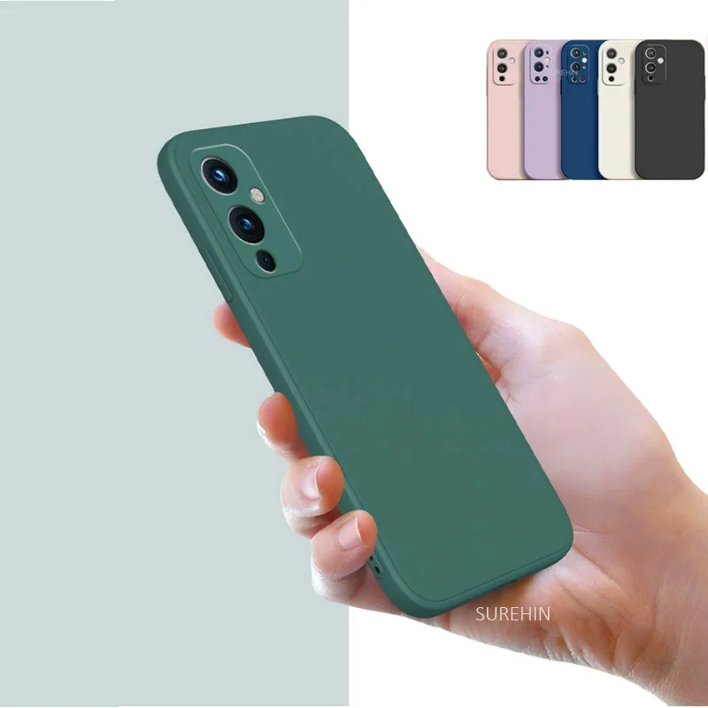 SUREHIN Liquid Silicone Case For Oneplus9 Pro Cover BLue Red Green Purple White Soft Protective 1+ Oneplus9 Case Back Cover