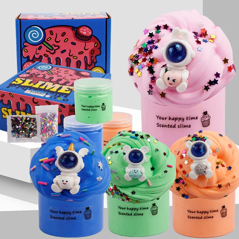 

Slime Set Fluffy Four-color Cotton Mud Starry Sky Astronaut Butter Educational Decompression Children's Toys Soft Clay Playdough