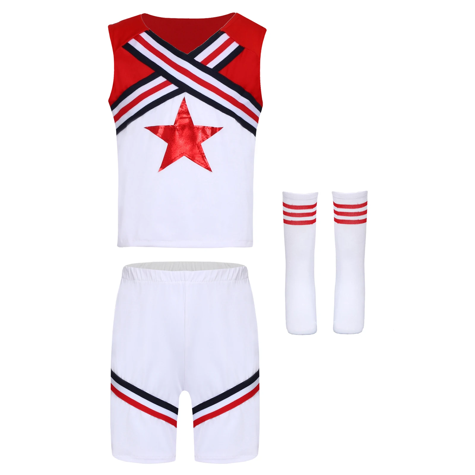 チアリーディングユニフォーム 男の子用 子供用 チアダンス衣装 チアリーダーコスチューム 学校応援 チアリーダーユニフォーム チームセット