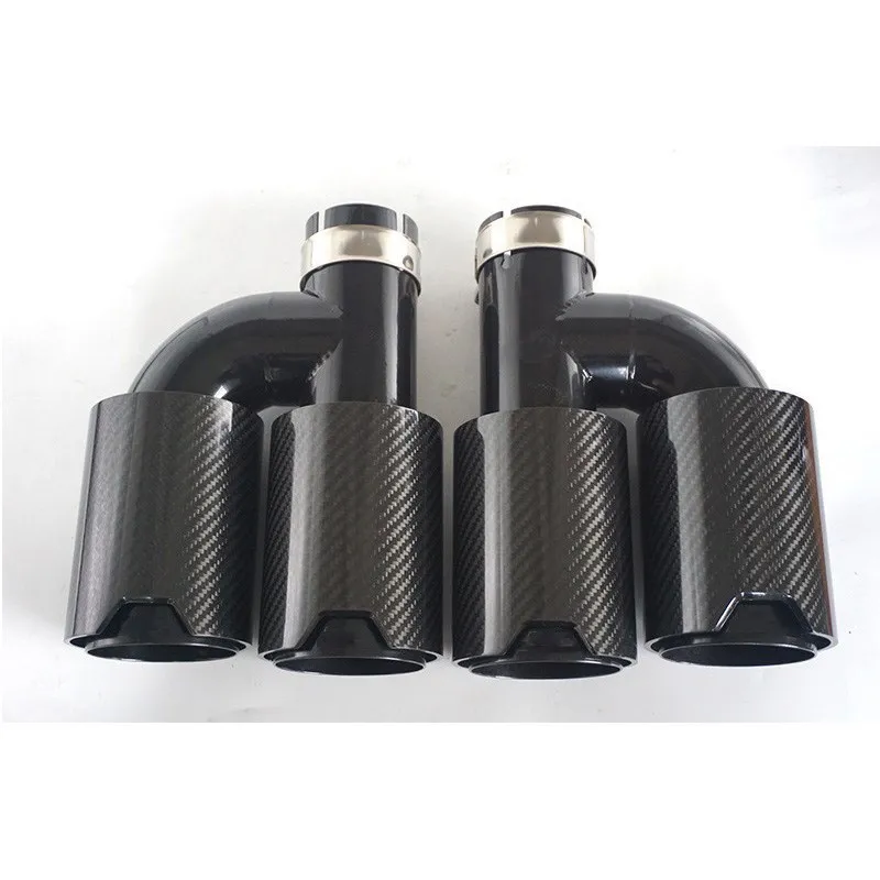 new Dual Y Shape Equal Length Carbon Fiber Muffler 304 Stainless Steel  Exhaust Tip