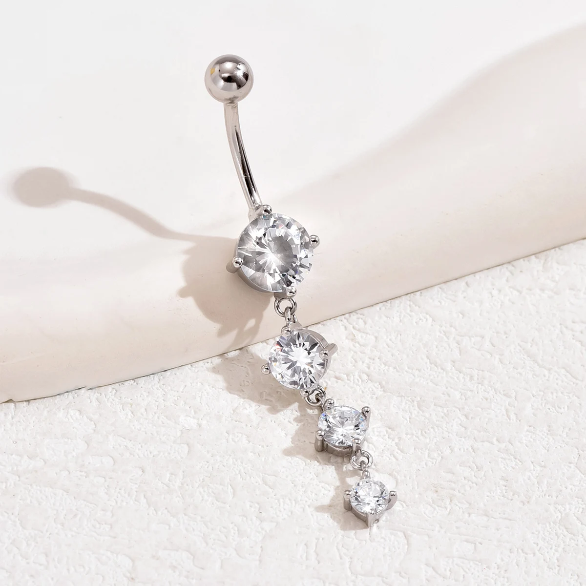 

A pair of luxurious, gorgeous, shiny, sexy belly button rings, zircon women's surprise gift 925 silver