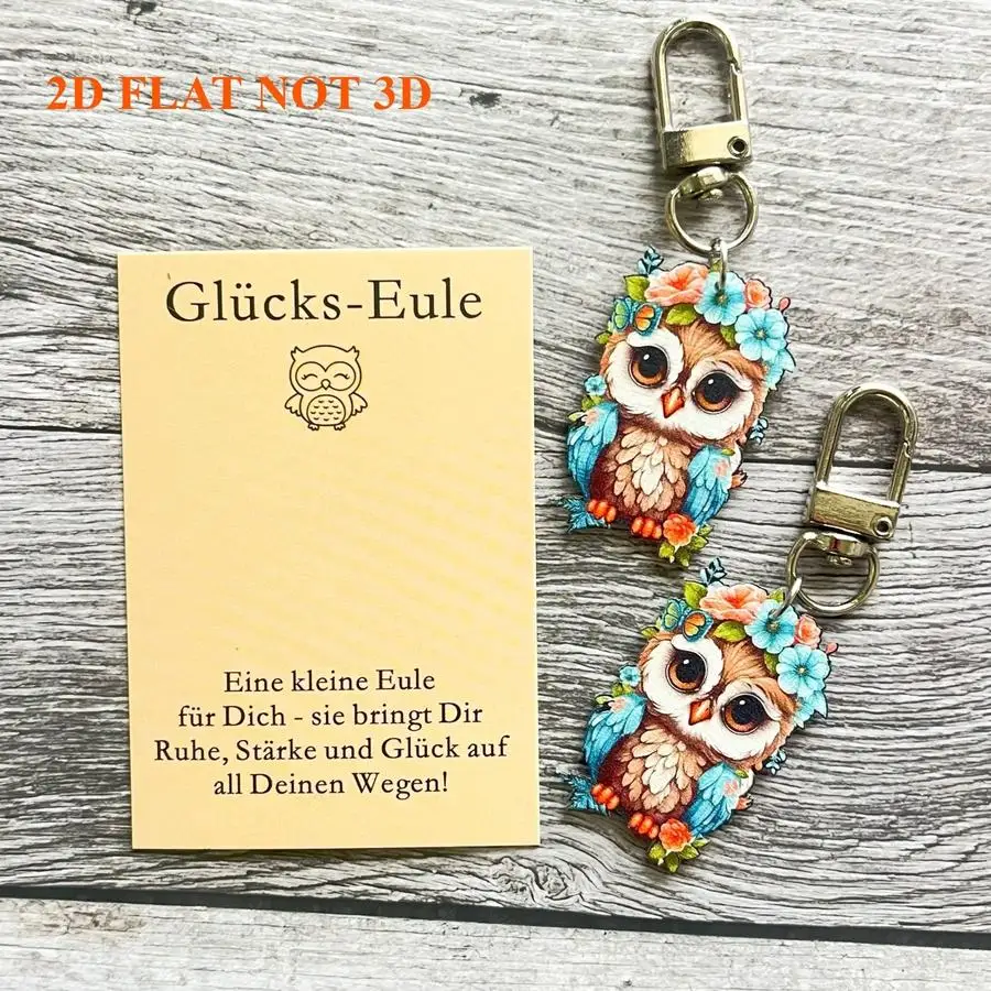 1/5/10/20/50/100pcs s, 2D Flat - Smart And Clever Owl Glücks-Eule Accessory Inspiring, with German Motivational Pocket Hug Card,