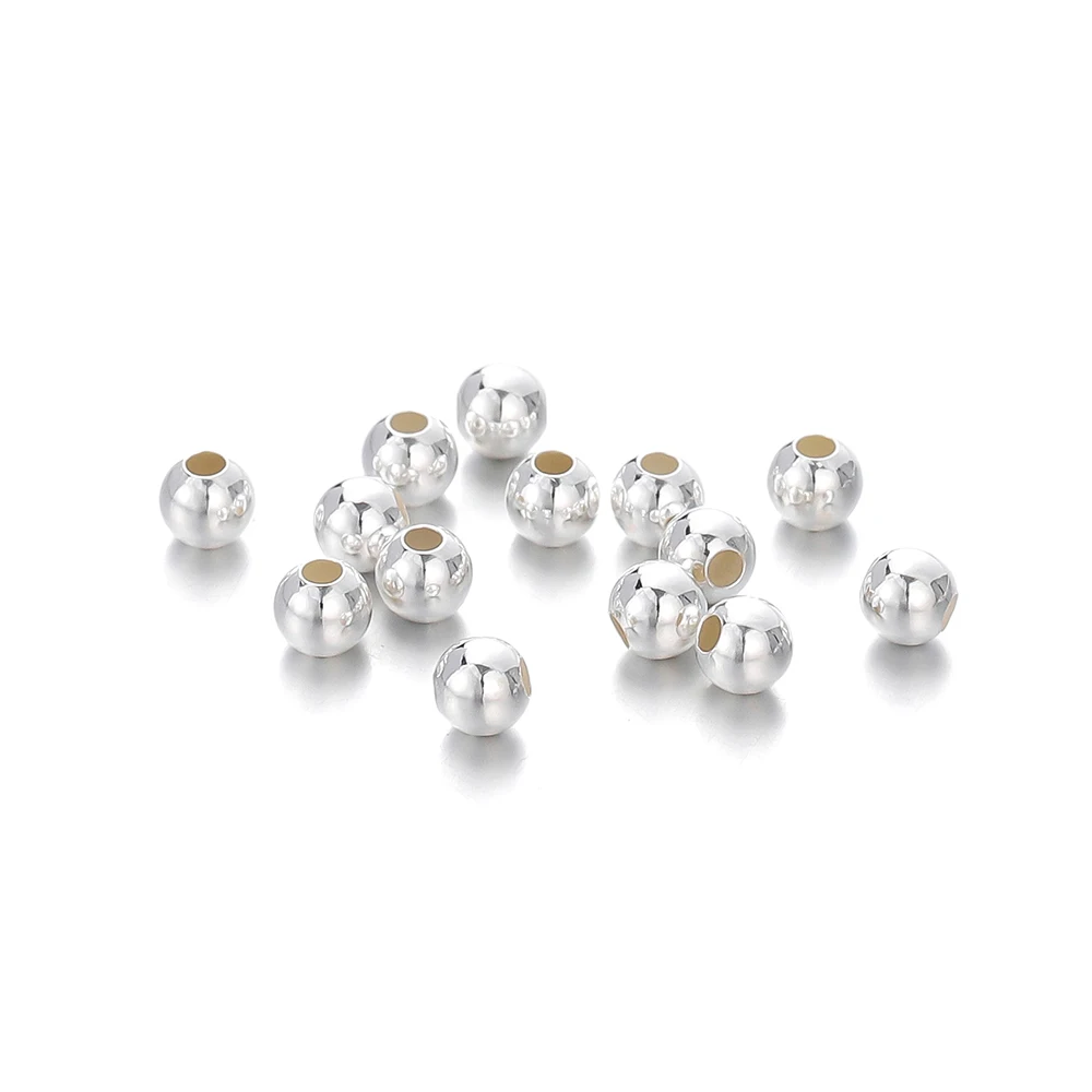 

2-5MM 925 Sterling Silver Round Beads Spacer Beads Jewelry Findings Accessories Silver Bead for Bracelet&Necklace Jewelry Making