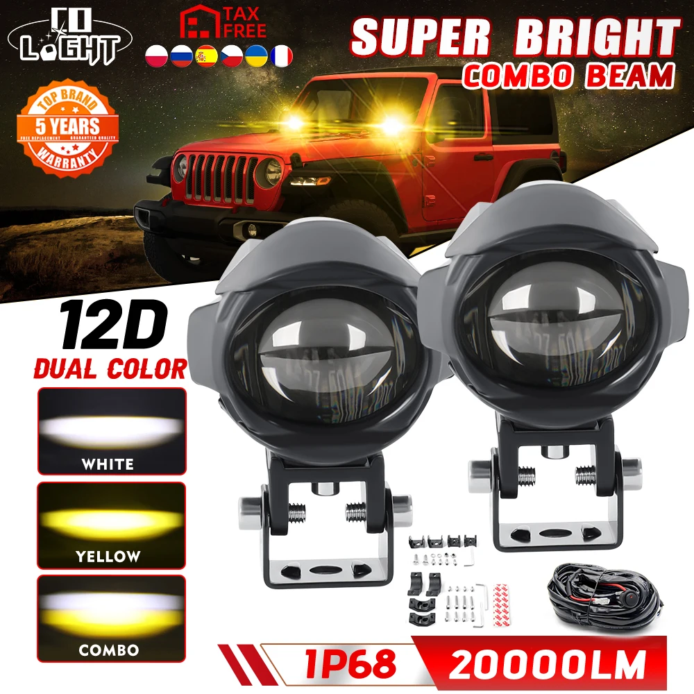 

CO LIGHT Auto Led Light Bar 3inch Work Light Amber White 20000LM DRL 12V 24V for Moto Tractors Boat 4x4 Truck ATV SUV Fog Lamp