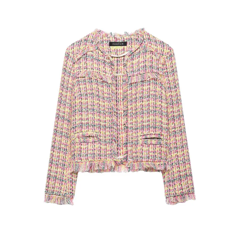 Women's coarse tweed tassel jacket 2026 new spring and autumn small fragrant style long sleeved top