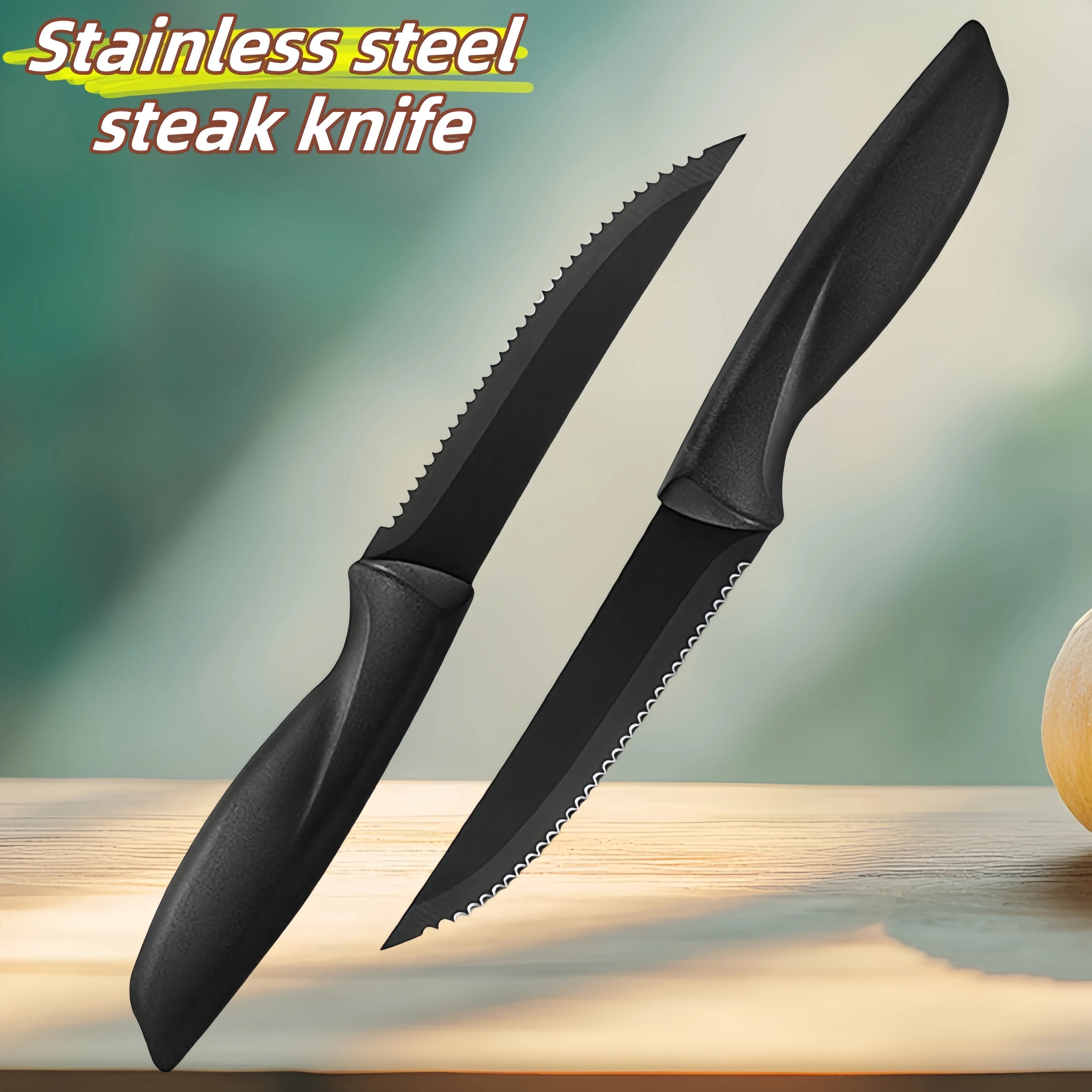 

8.5 Inch Steak Knife Stainless Steel Serrated Sharp Non-stick Blade Plastic Handle Cheese Knives Can Be Used In Dishwashers