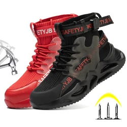 Men's Lightweight Work Shoes with Steel Toe Safety Jogger Safty Shoes Non-slip Puncture Proof Steel Sole Work Boots Breathable