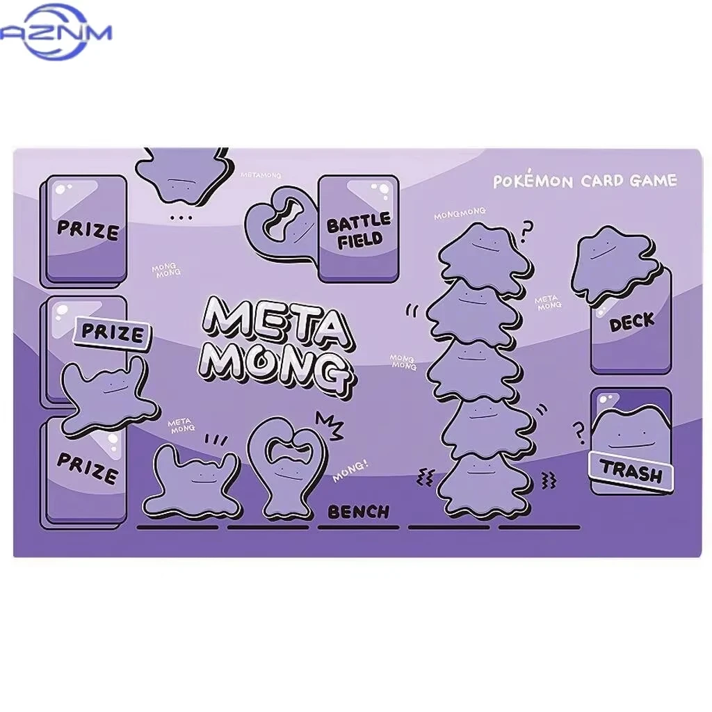 Pokemon Ditto Meta Mong Purple Style Game Playmat TCG Card Mat Non Slip Rubber Pad For Trading Card Game Battle Table