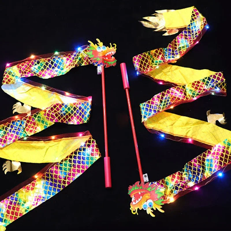 Cinta luminosa para escenario de baile de dragón para niños, accesorios de cuerda de luz, cabeza de león de dragón, regalo de vacaciones para niños, juguetes al aire libre, 1 M, 2M