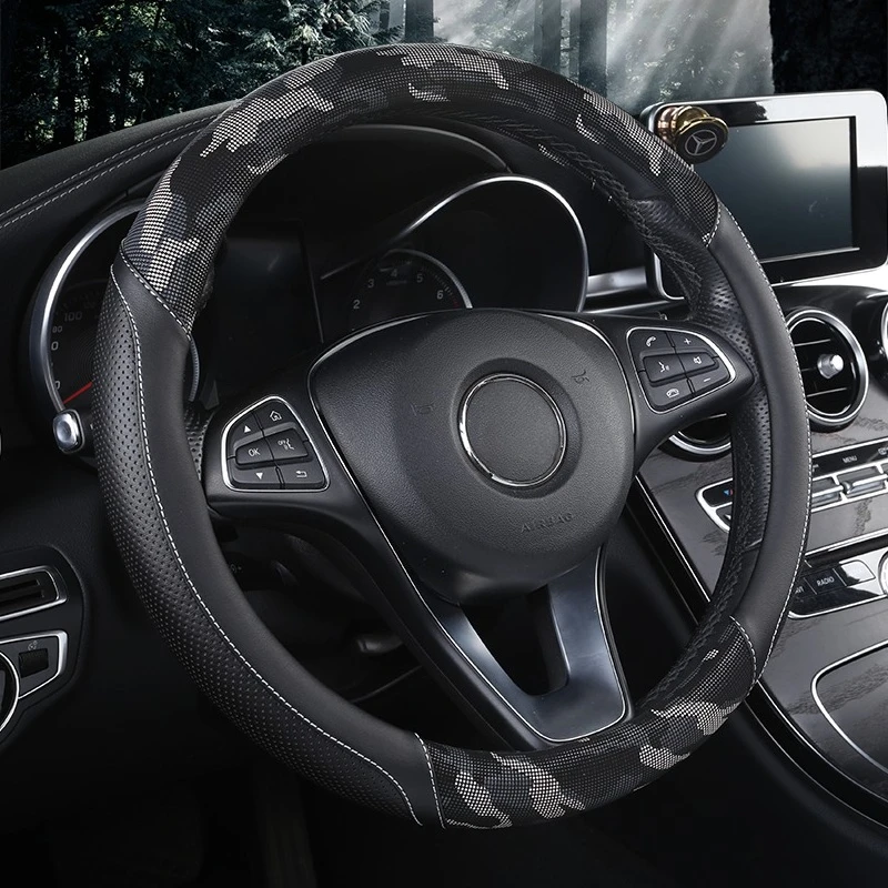 3D Camouflage Print Steering Wheel Cover  Durable Leather Cover with Anti-Slip Lining, Fit for 14.5"-14.8" - view 3