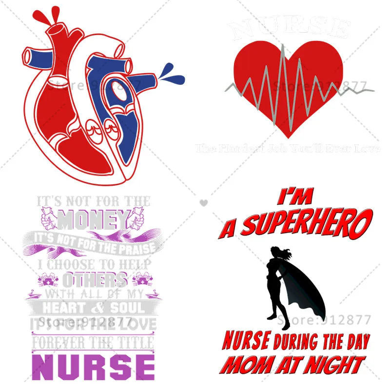 Heat Transfers Blessed Are The Nurses I'm a Superhero Nurse by day Mom at night Im Not A Princess Im A Nurse Custom labels