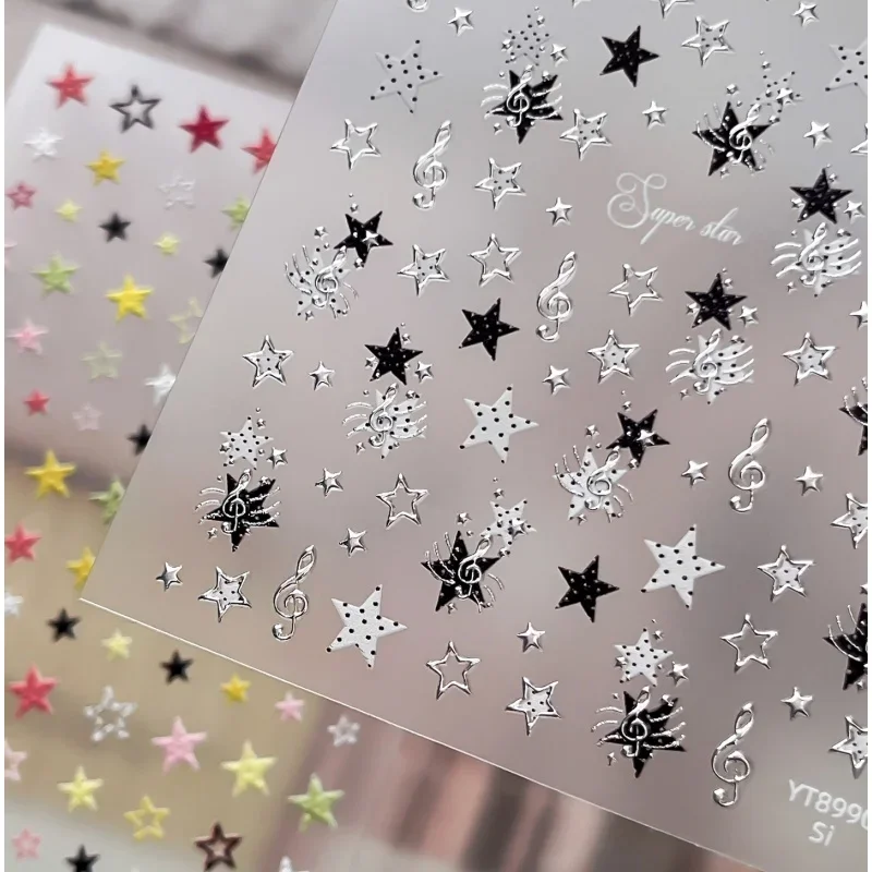 1Pcs Cool Pentagram Nail Stickers Multi-color Polka Dot Star Nail Design Stickers Self-adhesive Nail 3D Decorations Stickers DIY 5
