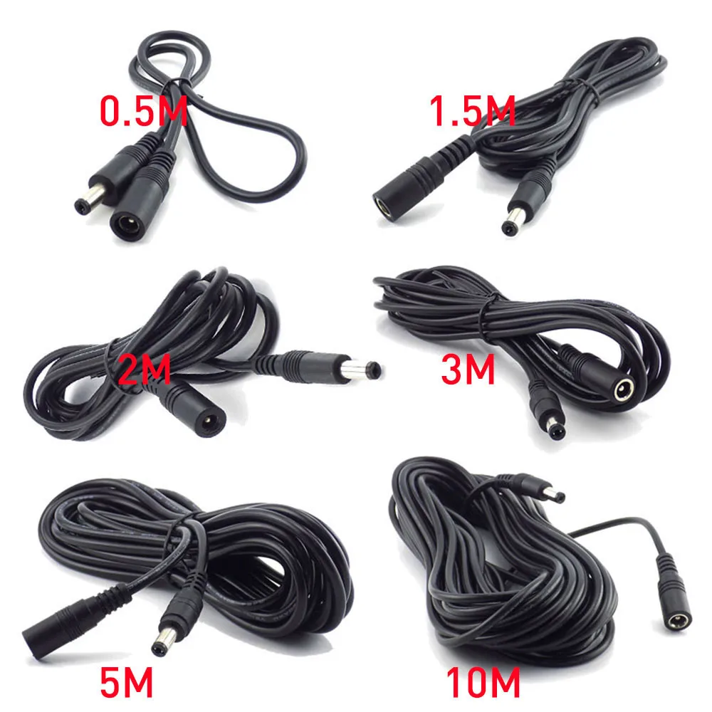 20m 10m 5m 3M 2m 1m 5.5 x 2.1mm DC Power connector Jack Adapter lead cord 12v cable DC female Male extension external Plug