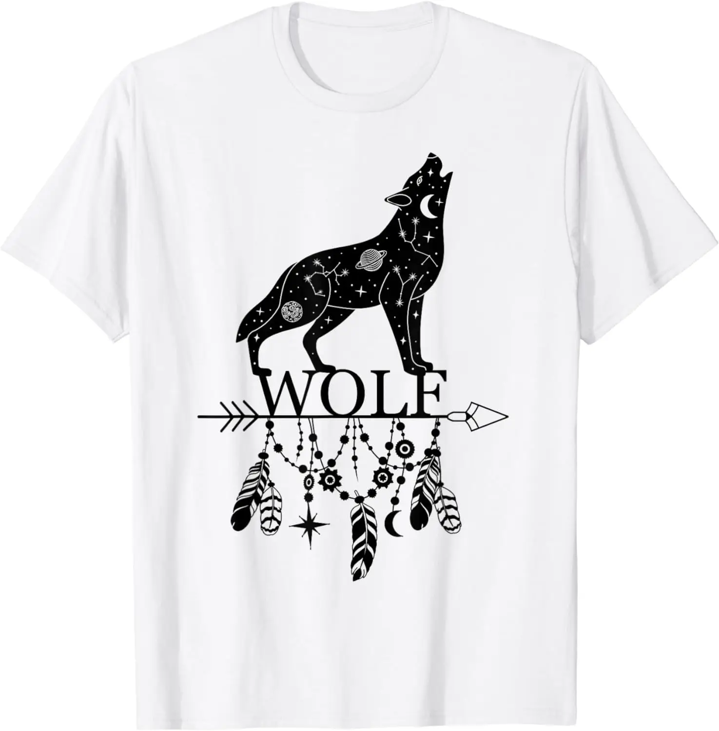 Wolf Dreamcatcher Feather Totem Space Nature T-Shirt Anime Graphic T-shirts For Men Clothing Women Tees High Quality