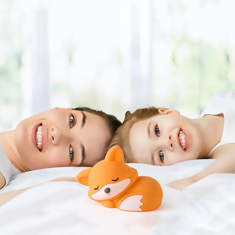 Fox Silicone Night Light USB Charging, with Timer for Bedside Travel Use, Artistic Decorative Emergency Light Gift