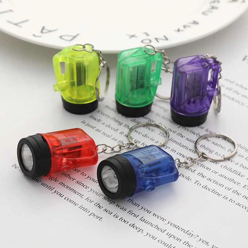 Mini Keychain Flashlight Portable Emergency Self Defense Torch Pocket Plastic EDC Light Outdoor Hiking Camping Key Ring Lantern