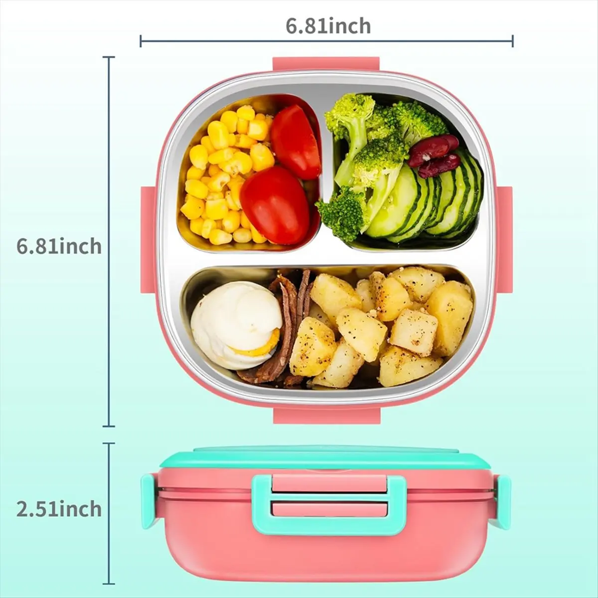 REST Stainless Steel Kid Bento Box,Leak Proof,3-Compartment,Lunch Box with Cutlery-Ideal Portion Sizes for Ages 1 to 3 Pink