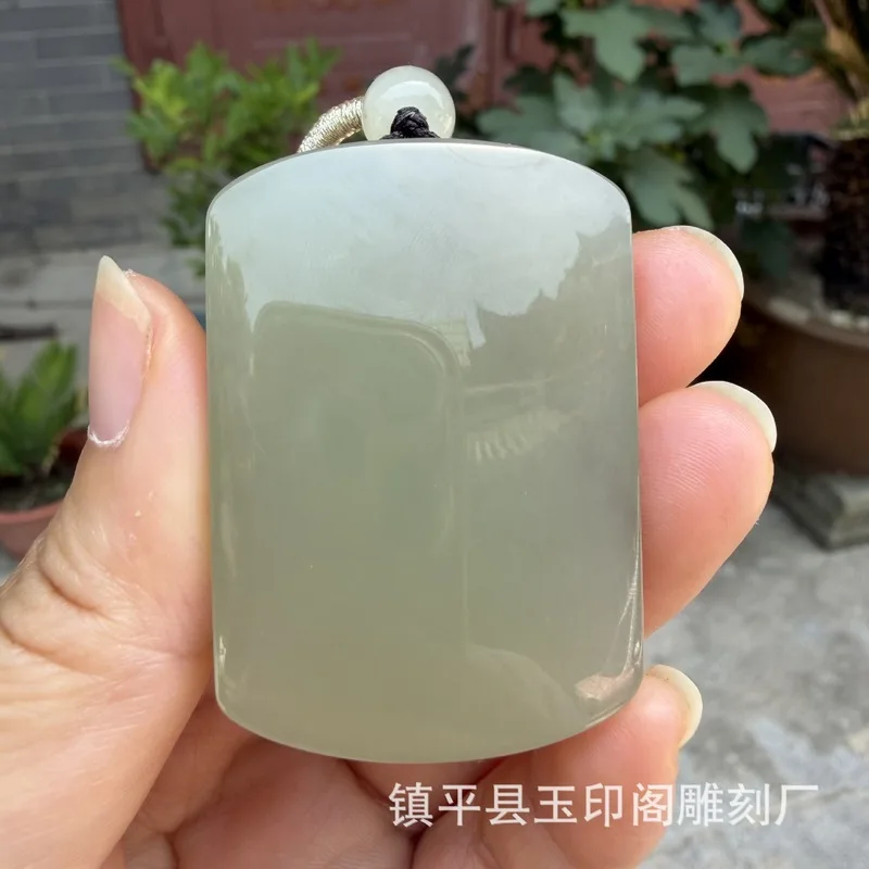 Hetian  Serenity Pendant Men Women, Jade Peace Amulet With Engraved Text And Designs