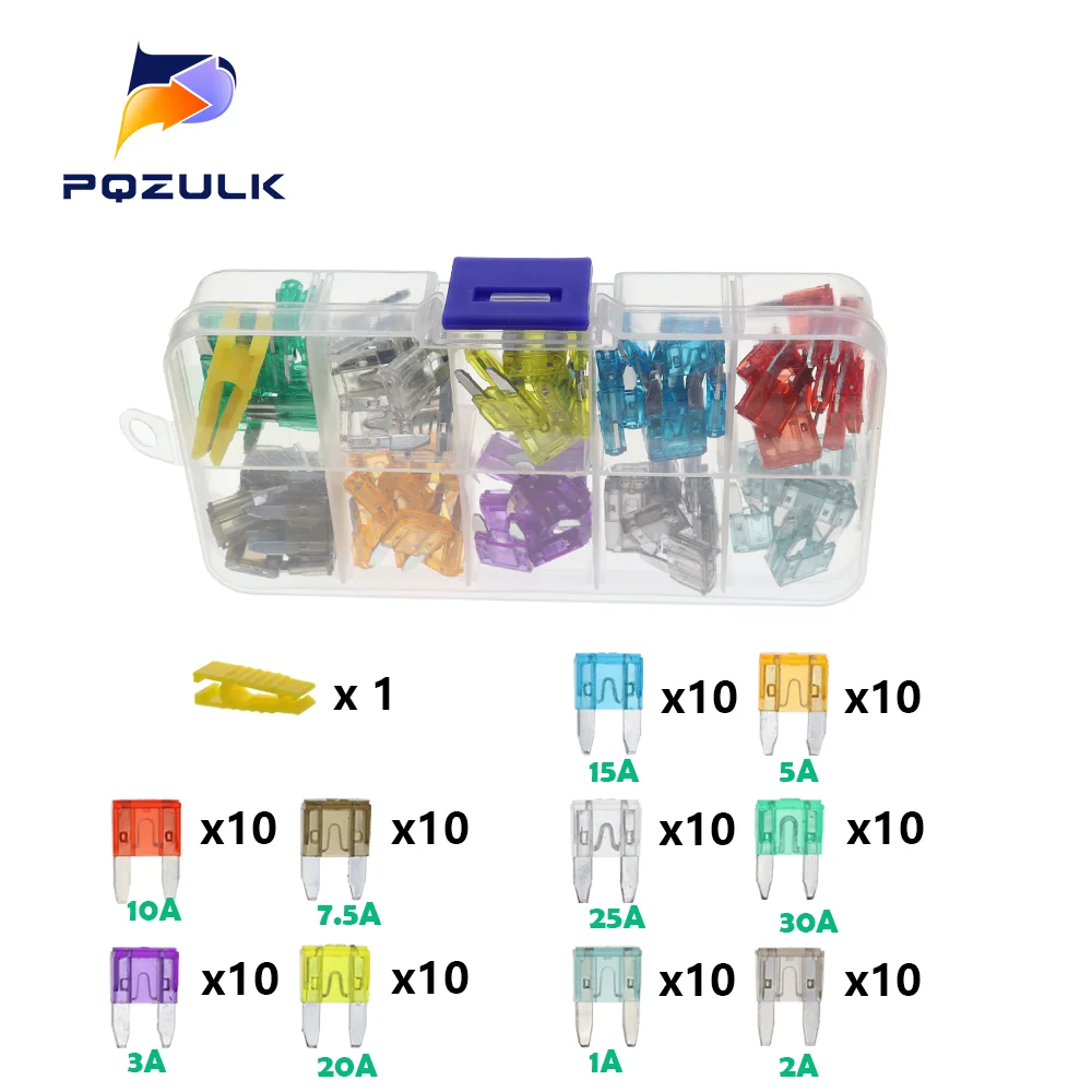 Profile Medium Mini Micro2 Size Blade Type Car Fuse Assortment 5/7.5/10/15/20/25/30/35A Fuse Set Auto Car Truck with Box Clip