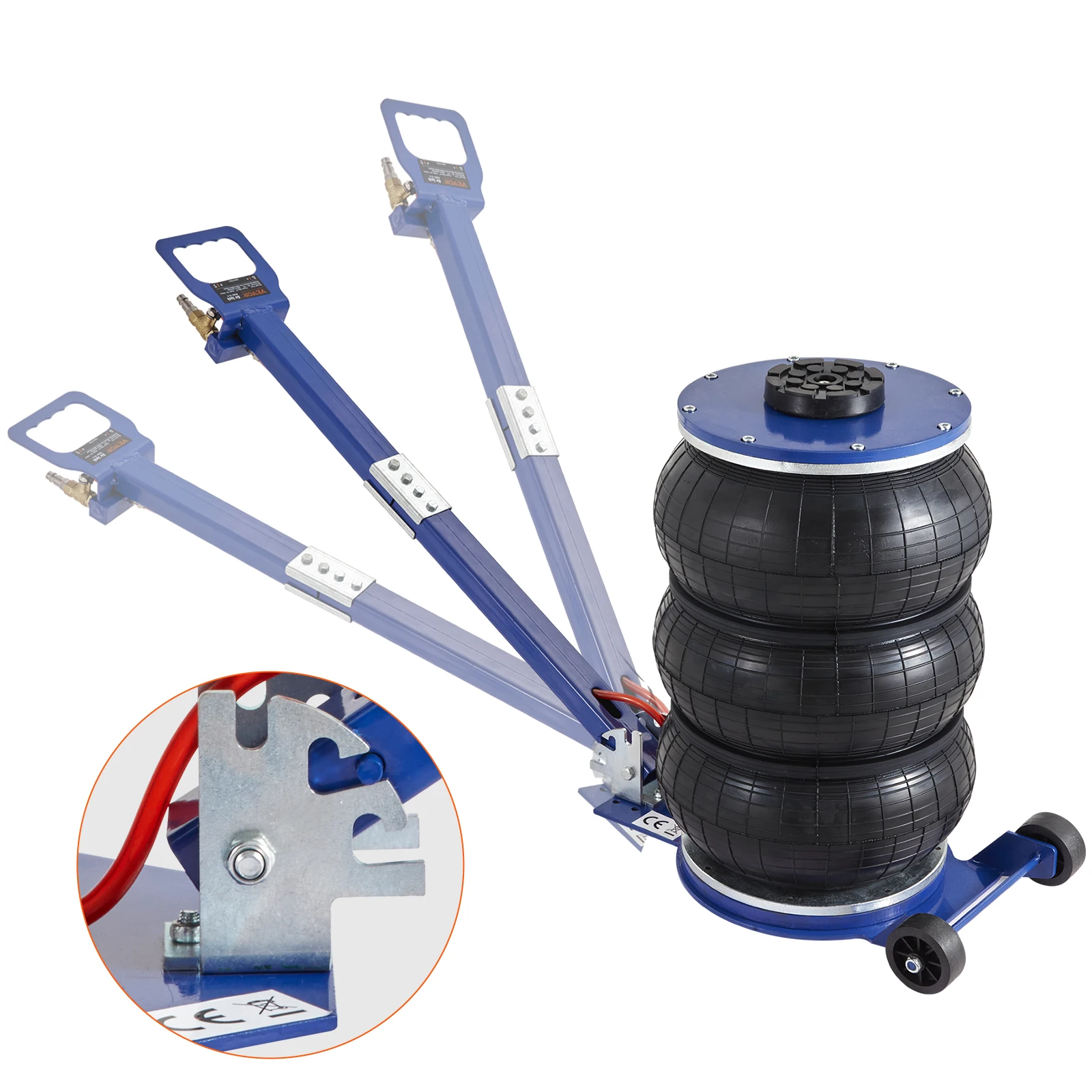 Vevor 5 toneladas/11000 lbs saco triplo jack de ar 3-5 s jack pneumático de levantamento rápido com alça ajustável para reparo de garagem de carro