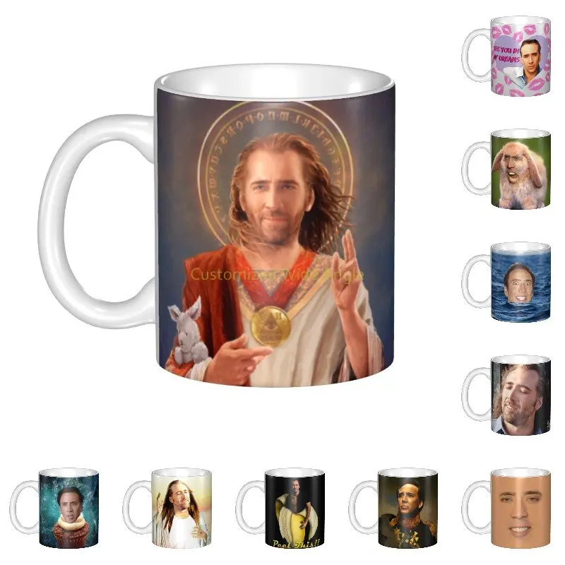 Saint Nicolas Cage Coffee Mugs DIY Custom Funny Meme Ceramic Mug Cup Creative Present Outdoor Work Camping Cups