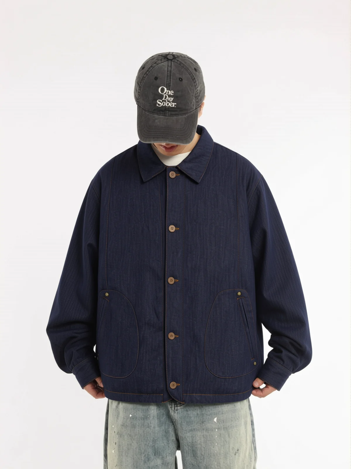 Loose Casual Men's Denim Jacket Cotton Coat  Style Autumn Winter Japanese Retro Brand Cityboy Original Color Outerwear