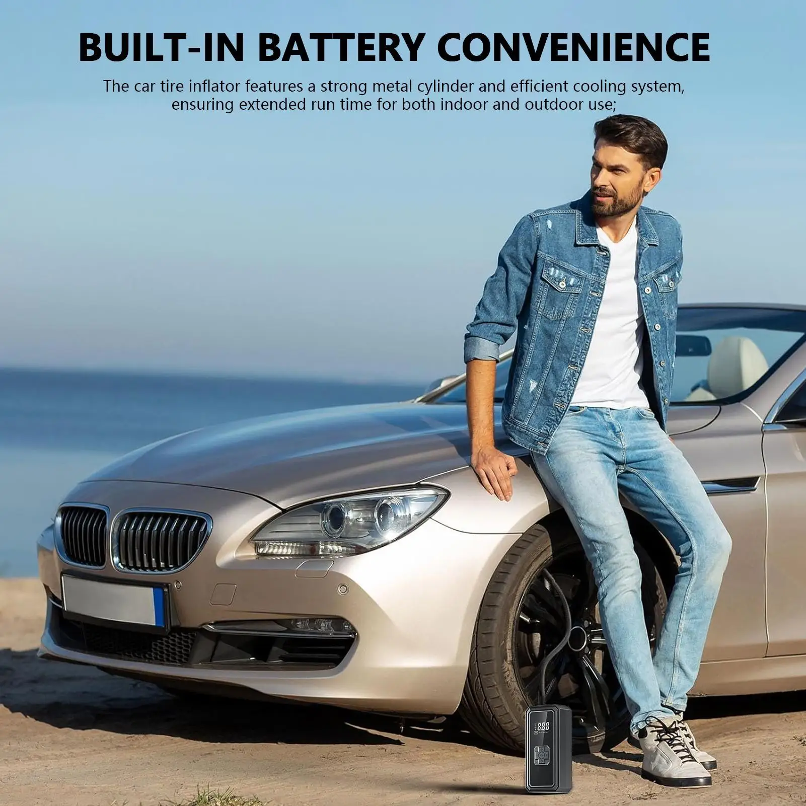 

Car Tire Inflator Cordless Digital Display Vehicle Accessories Portable Tire Pump Air Compressor For Car For Motorcycle Bike