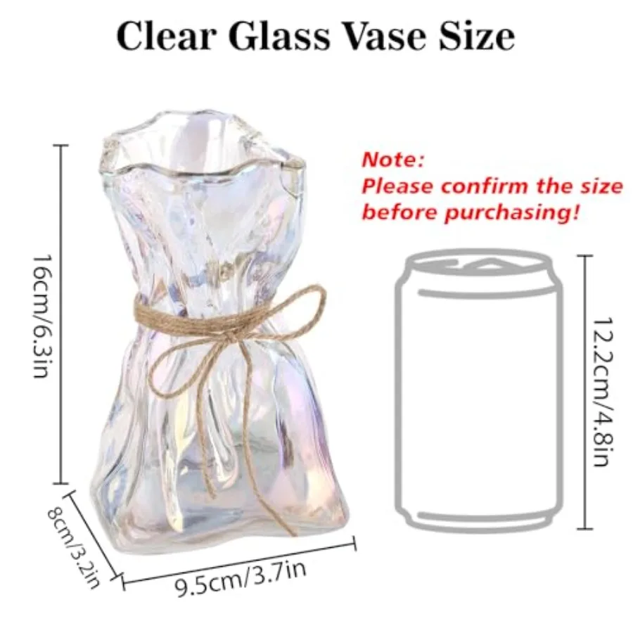 6 Inch Glass Flower Vase, Irregular Flower Vases for Centerpiece Table Indoor Desk Decor, Modern Art Decorative Vase for Home O