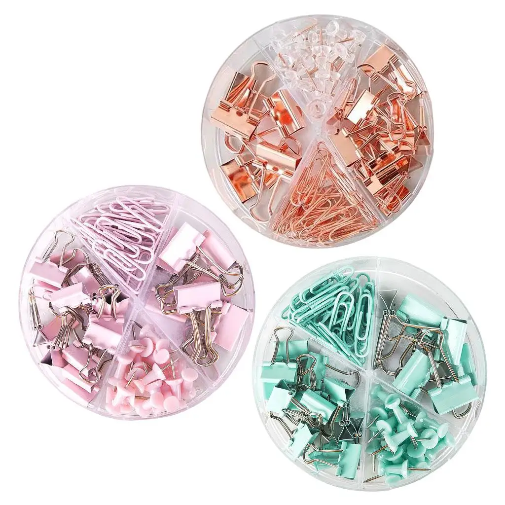 72 Stuks Bindmiddel Clips Kits Pinnen Paperclips Met Container Kopspijkers Voor Kantoor