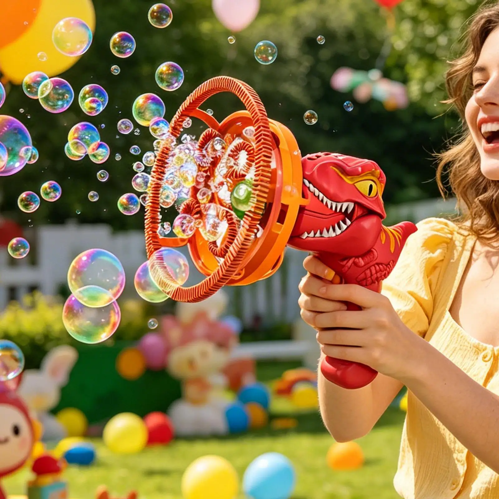 

Dinosaur Design Fully Automatic Bubble Gun Rocket Bubbles Machine Automatic Blower with Bubble Liquid Toy for Kids Bubble Gift