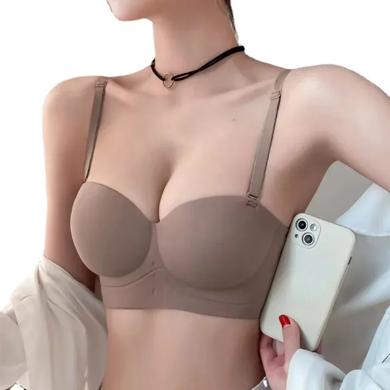 Sexy Strapless Push-Up Underwear No Steel Ring Beautiful Back Closed Breasts Comfortable Breathable Sling Women's Bra