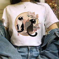 Harajuku Simple Short Sleeve Cute Cat T-shirt Top Printed Clothing Printed Fashion Women's Summer T-shirt Pattern Plus Size T-sh