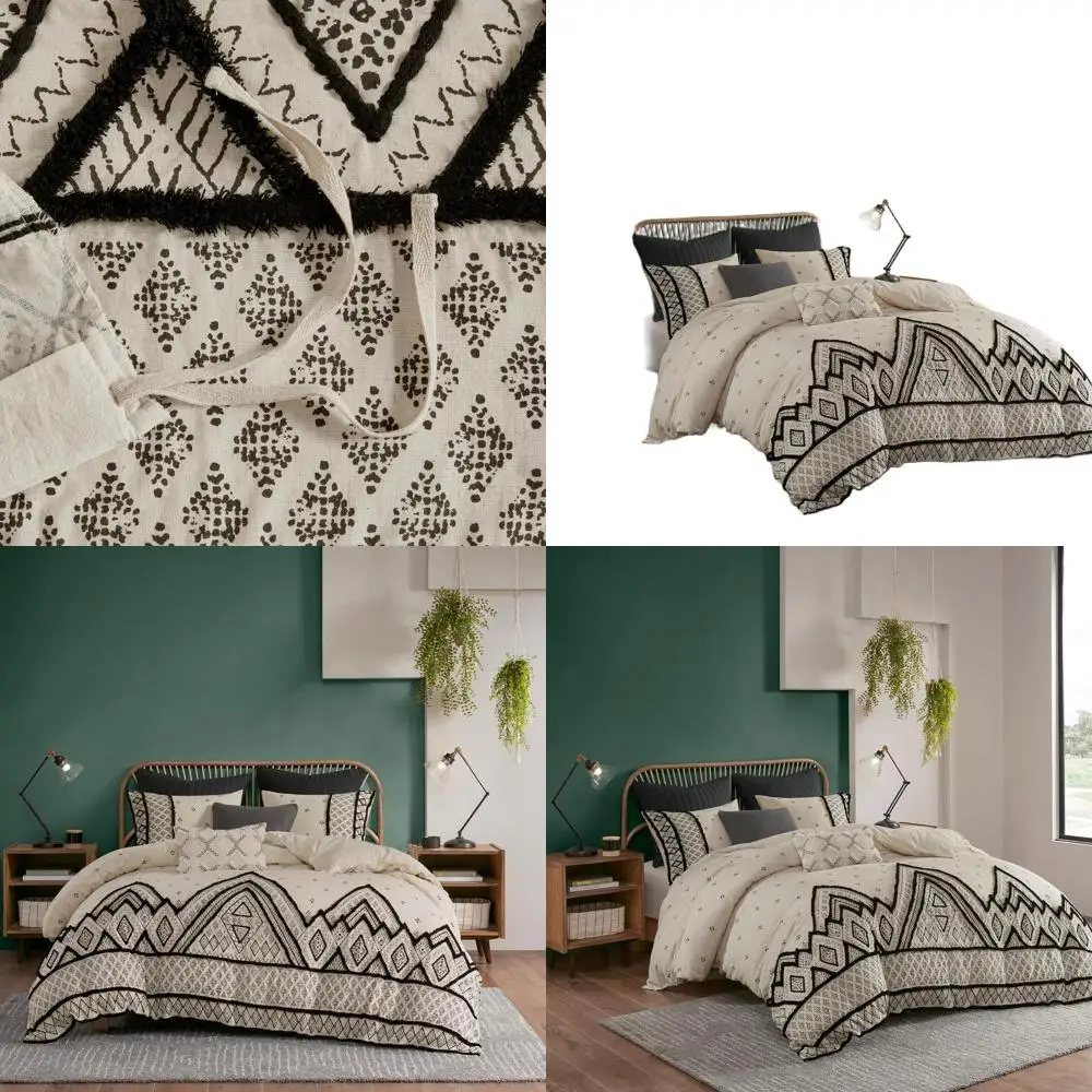 

Современный комплект пододеяльников из льна и хлопка в стиле бохо с отделкой, всесезонное дышащее постельное белье, King/Cal King, натуральный, 3 предмета