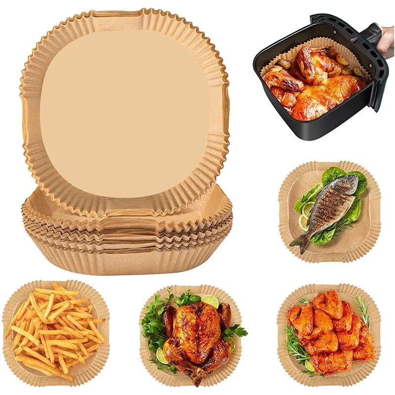 Air Fryer Liners Disposable Paper,130 Pcs Non-Stick Square Parchment Paper Liners,For Baking, Roasting Microwave