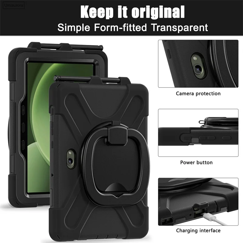 For Samsung Tab Active 4 5 Pro 10.1 inch SM-X350 SM-T630 T636 T540 Full Body Rugged Tablet Case Pull Ring Stand Shockproof Funda