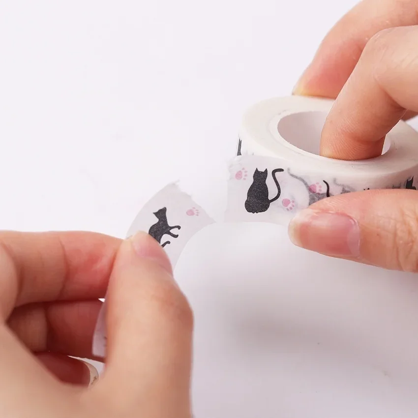 15mm X 10 M แมวน่ารักสไตล์แฟชั่น Washi เทปกาวเทป DIY Scrapbooking สติกเกอร์ป้ายกาวเทป