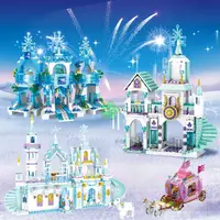 Amigos princesa lujo castillos de hielo bloques de construcción parque infantil casa películas ladrillos figuras clásicas conjunto juguete para niñas DIY regalo