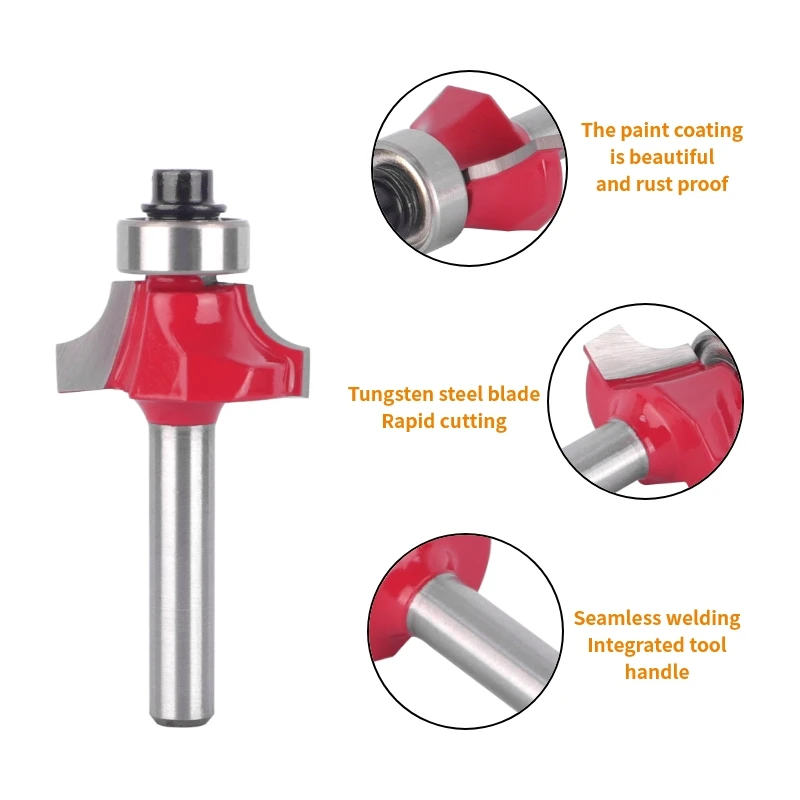 YUSUN 6MM 6.35MM Shank Corner Round Bit Router Bit Woodworking Milling Cutter For Wood Bit Face Mill Carbide Cutter End Mill