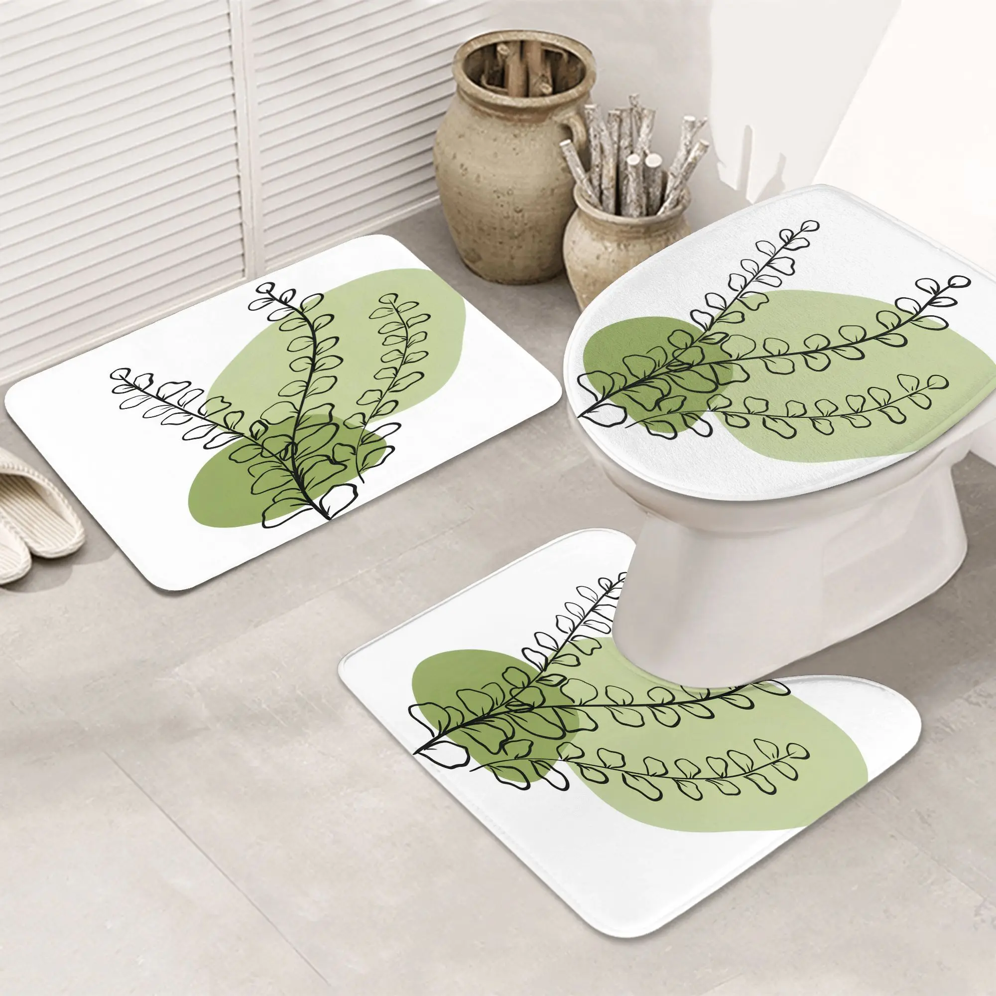 Bathroom Mat Set Set Tropical Leaves Shower Bath Mat Set Decoration Home Decor Gift