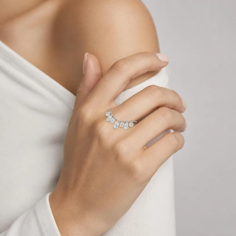 New Water Drop Shape Tassel Ring Pull Bead Chain Adjustable Charm Ring Stackable Ring Women