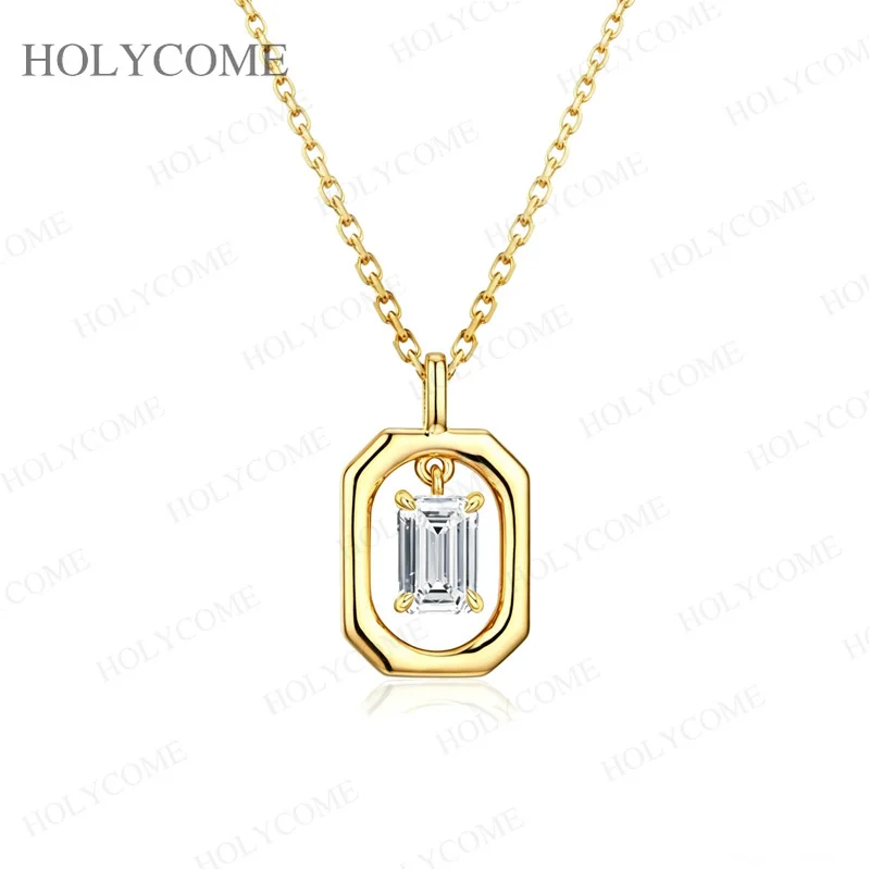 Smaragdschliff Moissanit-Anhänger 925 Sterling Silber Rechteckige Plakette Halskette D-Farbe Minimalistischer Alltagsschmuck Feiner Schmuck – Detail 3