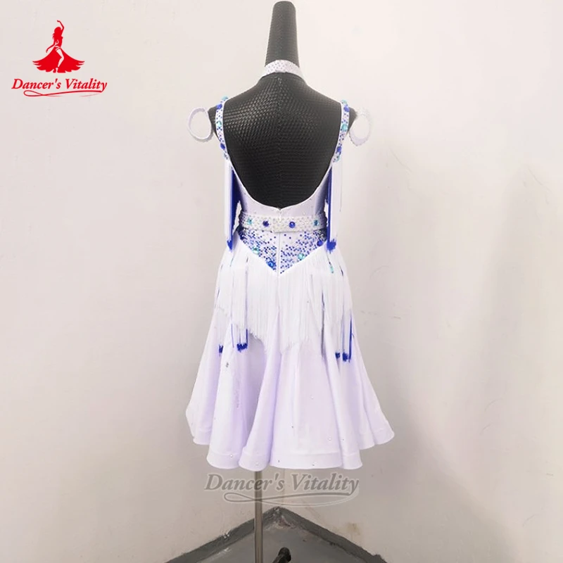 الكبار الفلورسنت الأصفر اللاتينية AB الأحجار عارية الذراعين شرابات فساتين فاخرة تخصيص حيوية الراقصة تشاتشا سامبا السالسا الملابس #4