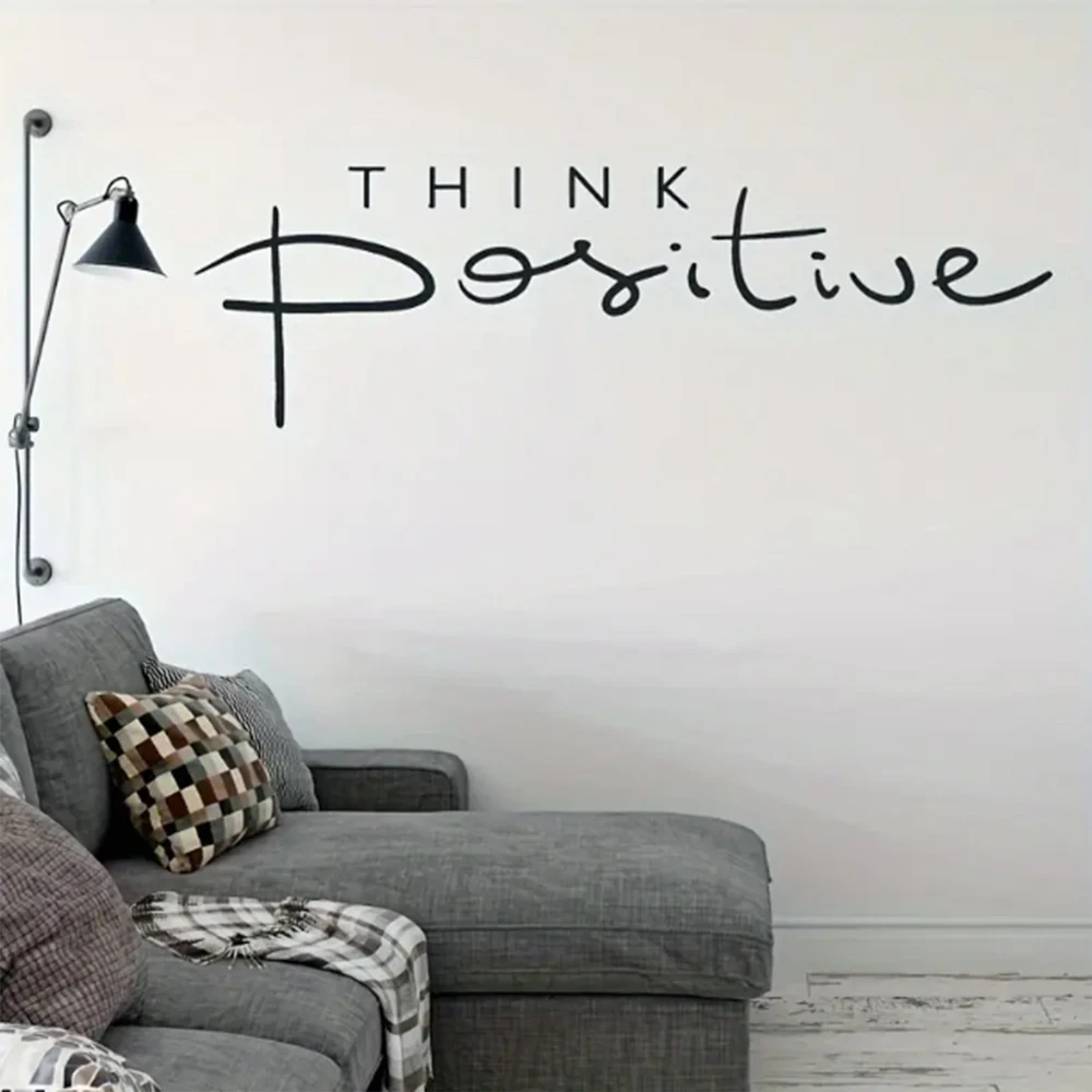 1pc Think Positive, Inspirational Quote Wall Sticker, Vinyl Self-Adhesive Wall Stickers, Bedroom Entryway Living Room Porch Home