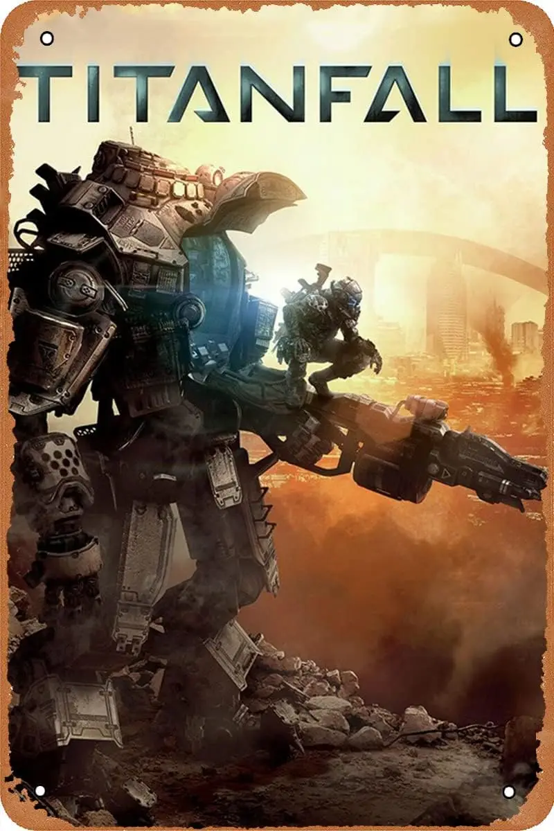 Lujiralun Titanfall Poster Video Game Metal Tin Sign Gaming Cool Wall Decor Gifts for Gamers 12x8 inch